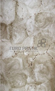 Beige marble texture louver wall panel with stone pattern and speckles, textured finish, Euro Pratik logo overlay.