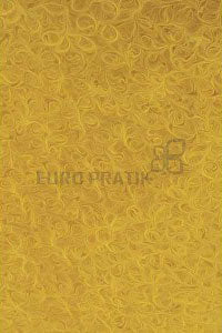 Yellow textured louver wall panel with floral pattern and Euro Pratik logo, showcasing texture and design details.