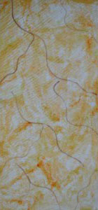 Multi-colored textured louver panel with abstract pattern and wavy lines, showcasing designer finish and texture details.