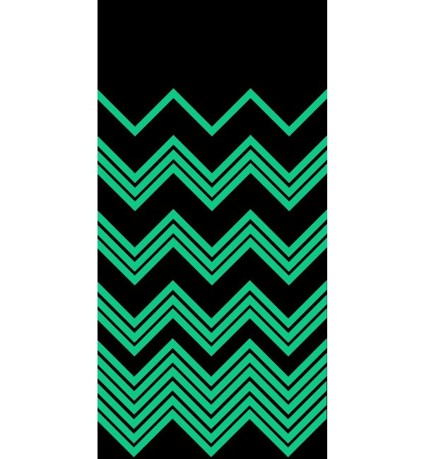 Black chevron patterned laminate with green zigzag design and glossy finish.