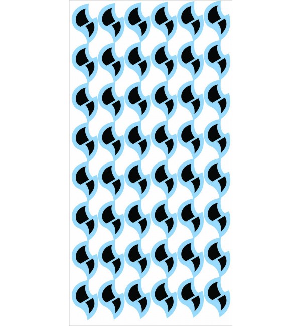 Blue suede decorative laminate with geometric pattern and black accents on white background