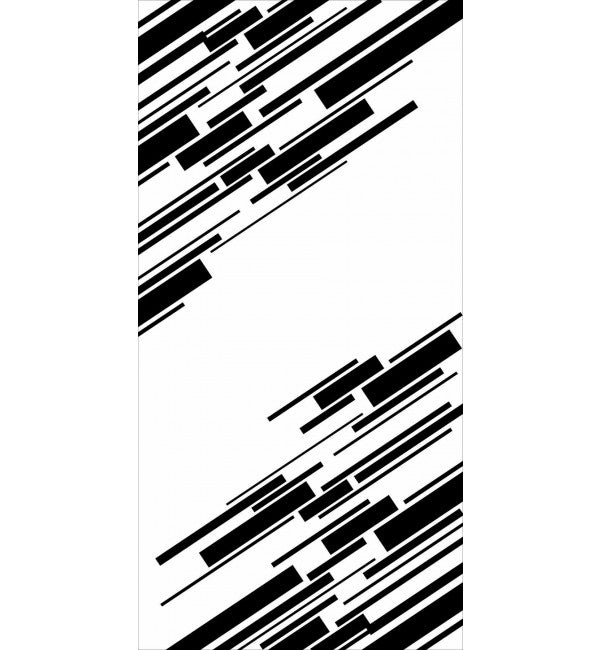 White decorative laminate with black diagonal stripes and suede finish, showing abstract geometric pattern and textured