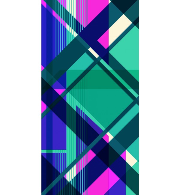 Multicoloured geometric designer laminate with suede finish, featuring argyle pattern in shades of green, blue and pink.