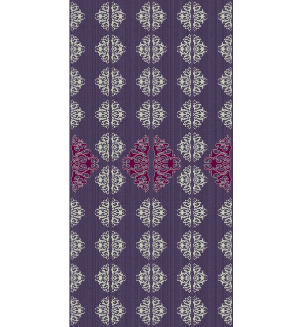 Purple decorative laminate with suede finish, featuring white floral pattern and subtle texture, designer category.