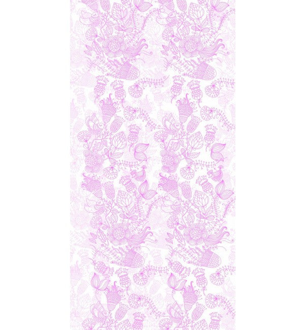 Pink floral pattern on decorative laminate with suede finish and intricate design details