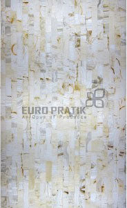 Multi-color marble texture louver panel with gold accents and rectangular pattern, textured finish, Euro Pratik logo visible.