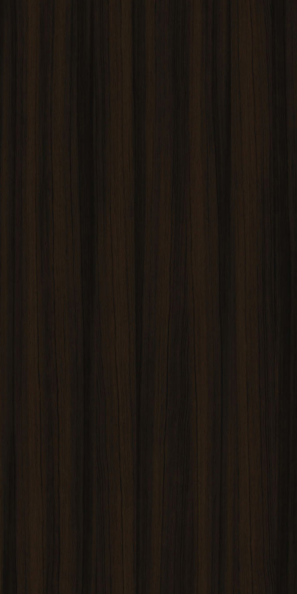 Dark brown wood grain laminate with suede finish and vertical wood pattern texture.