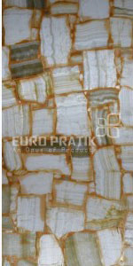 Beige textured louver panel with designer pattern and golden accents, Euro Pratik logo visible on the textured surface.