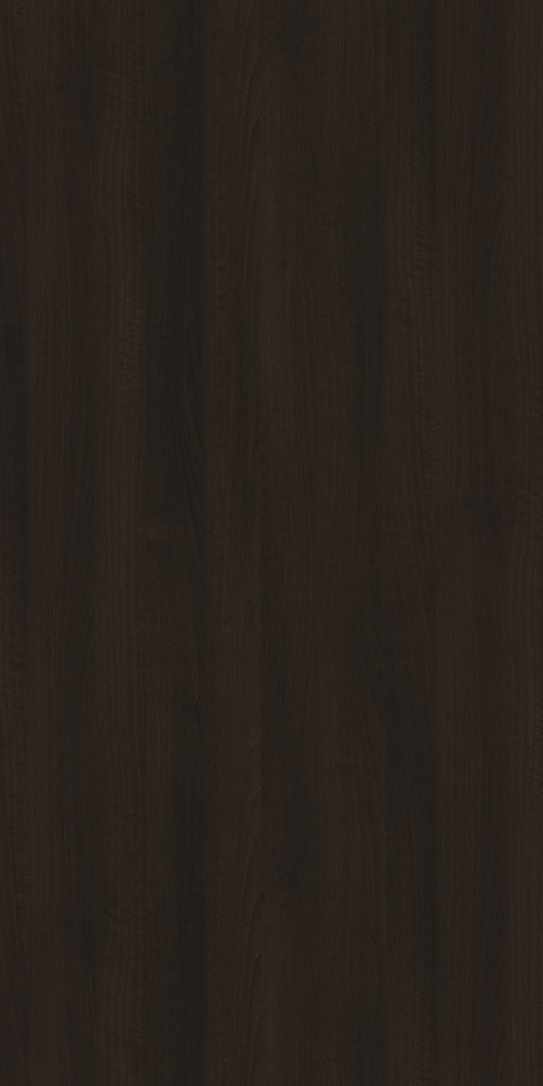 Dark brown wood grain decorative laminate with suede finish and subtle texture visible in the pattern.