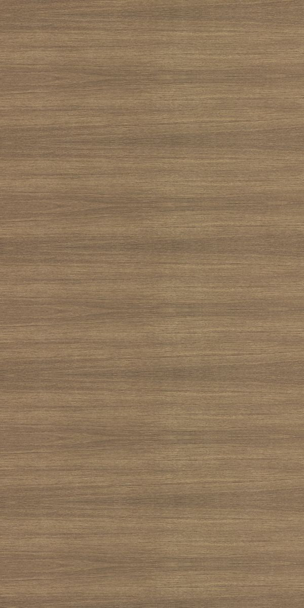 Brown wood grain laminate with suede finish and linear pattern, showing wood texture and subtle sheen in a uniform design.