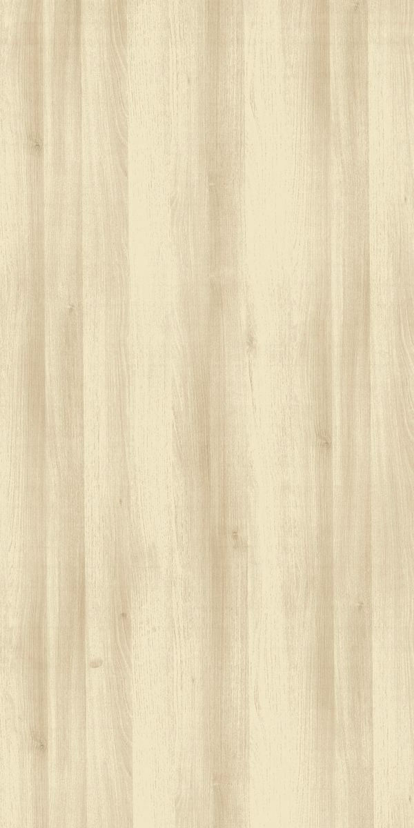 Beige wood grain decorative laminate with suede finish and vertical wood pattern texture