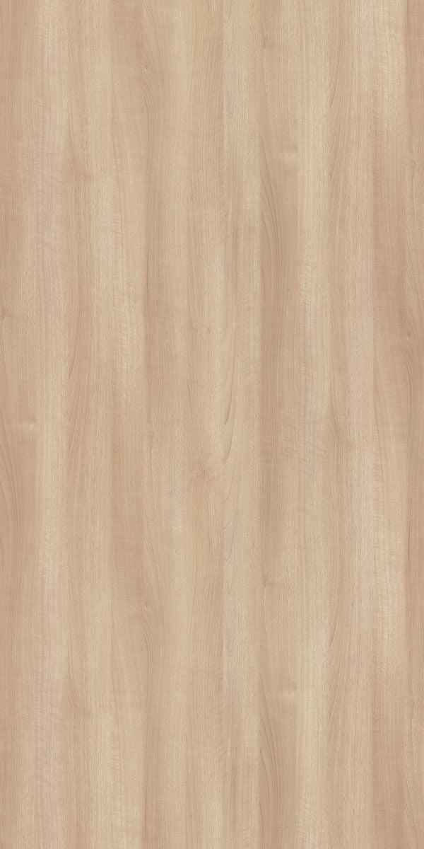 Beige wood grain decorative laminate with suede finish and vertical wood pattern texture