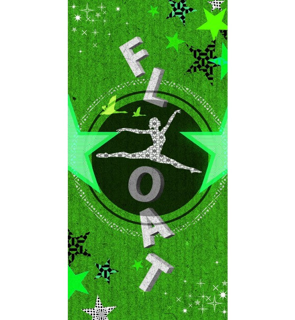 Green decorative laminate with high gloss finish and star pattern, showcasing designer texture and vibrant green color tone.