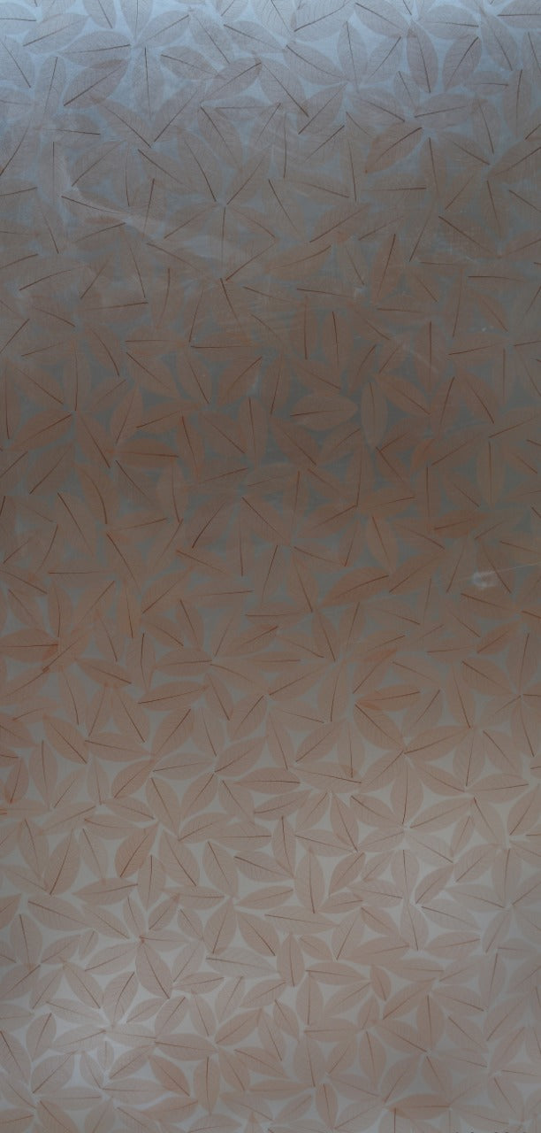 Multi-color textured louver panel with floral pattern and embossed design, featuring brown and beige hues on a gradient