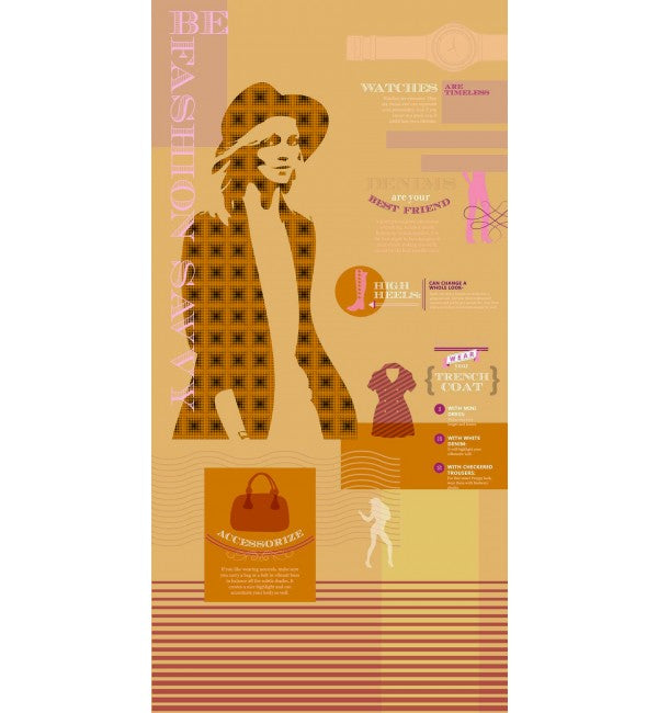 Brown designer laminate with plaid pattern and glossy finish, Fashion Savy 2 sample showcasing various fashion accessories