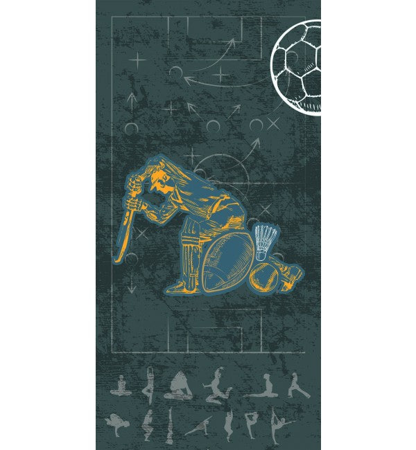 Green high gloss designer laminate with sports theme pattern and textured finish