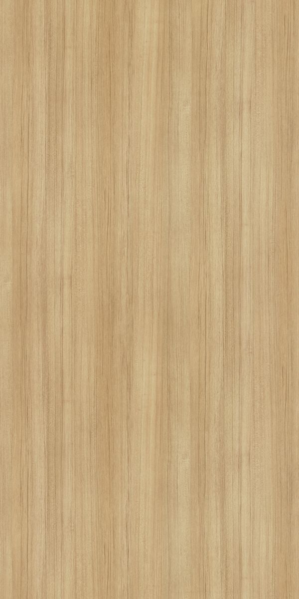 Beige wood grain decorative laminate with suede finish and vertical wood pattern texture