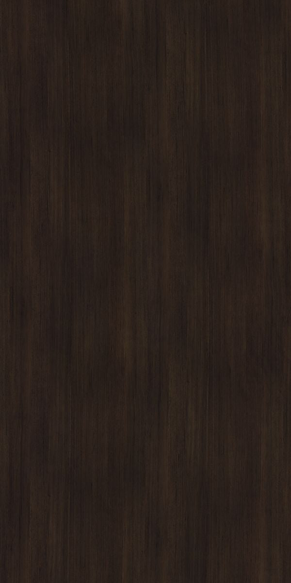 Brown wood grain decorative laminate with suede finish and vertical wood pattern texture