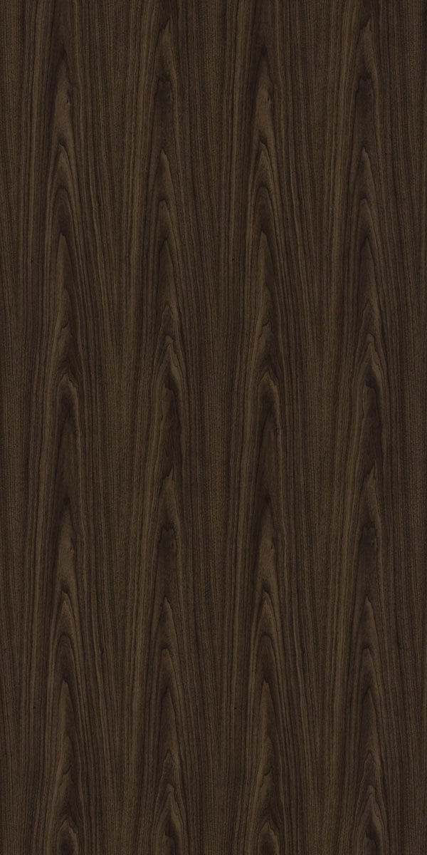 Dark wenge wood grain decorative laminate with suede finish and textured vertical pattern.