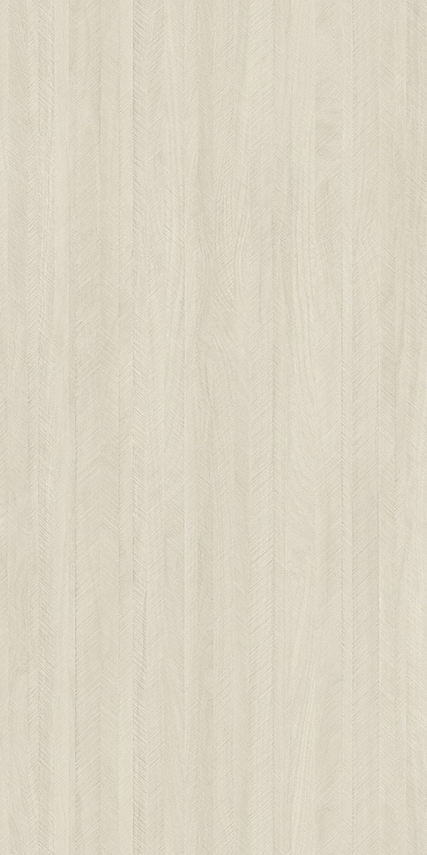 Cream wood laminate with suede finish and herringbone pattern, showing textured vertical wood grain design.