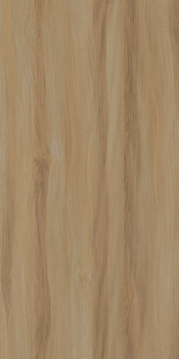 Beige wood grain laminate with suede finish and textured vertical wood pattern