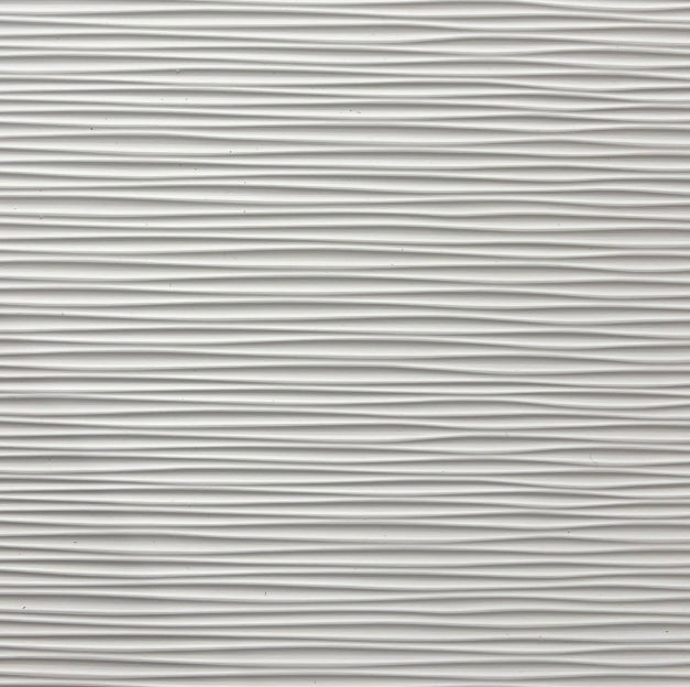 Grey fluted wall panel with textured finish and horizontal ridges.
