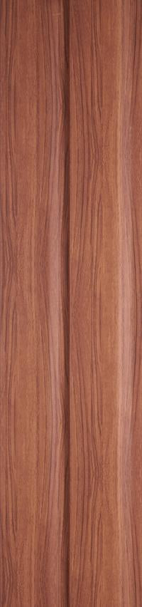 Brown wood wall panel with textured finish and wavy grain pattern, showcasing natural wood appearance and vertical