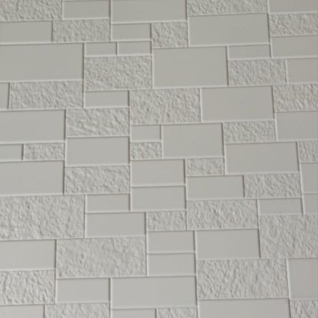 White textured louver panel with rectangular pattern and rough surface finish.