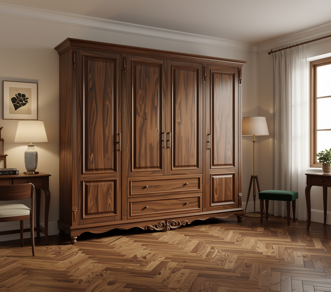 Brown laminate with wood grain texture and diagonal pattern, featuring a semi-gloss finish.