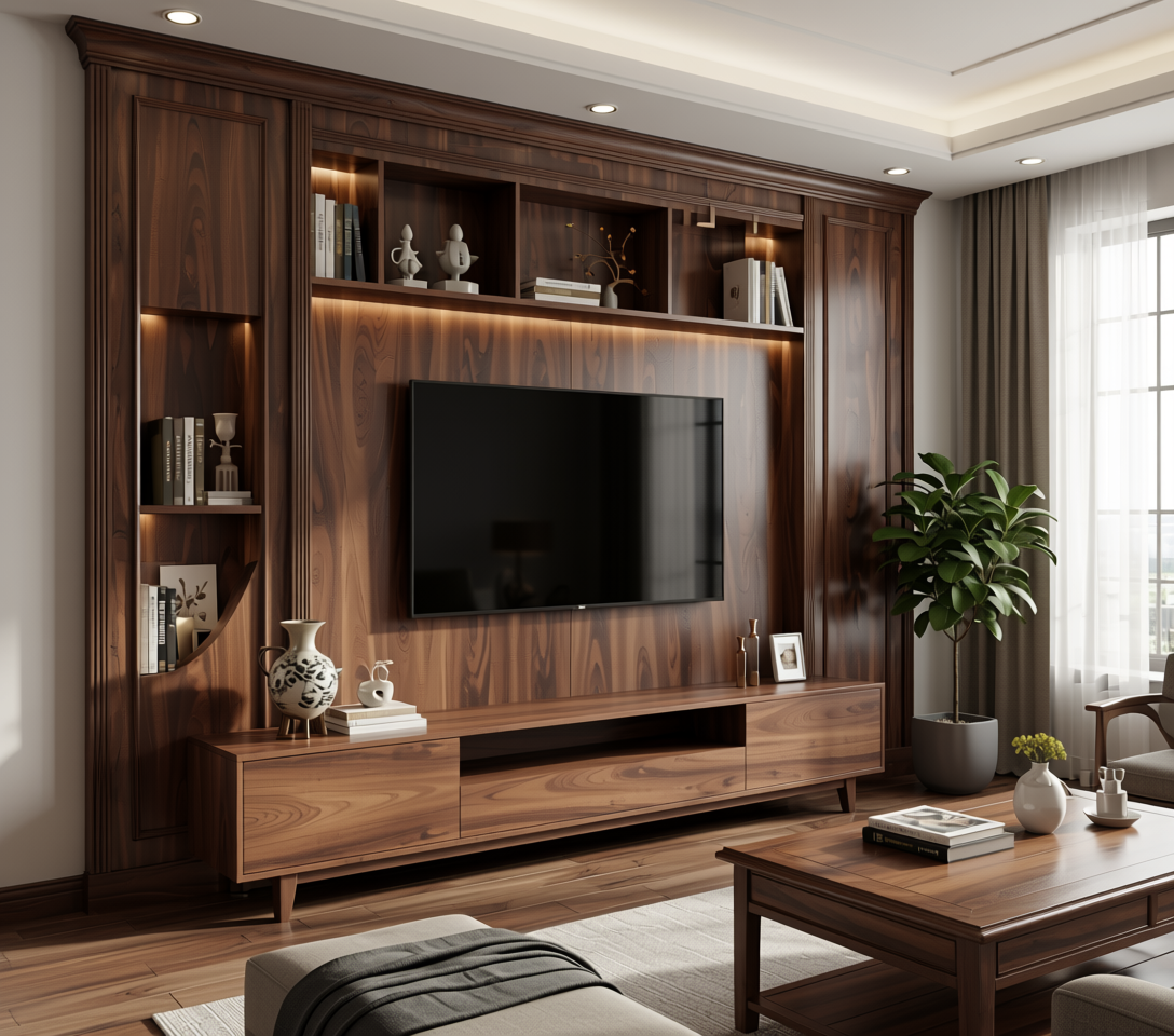 Brown laminate with wood grain texture and diagonal pattern, featuring a semi-gloss finish.