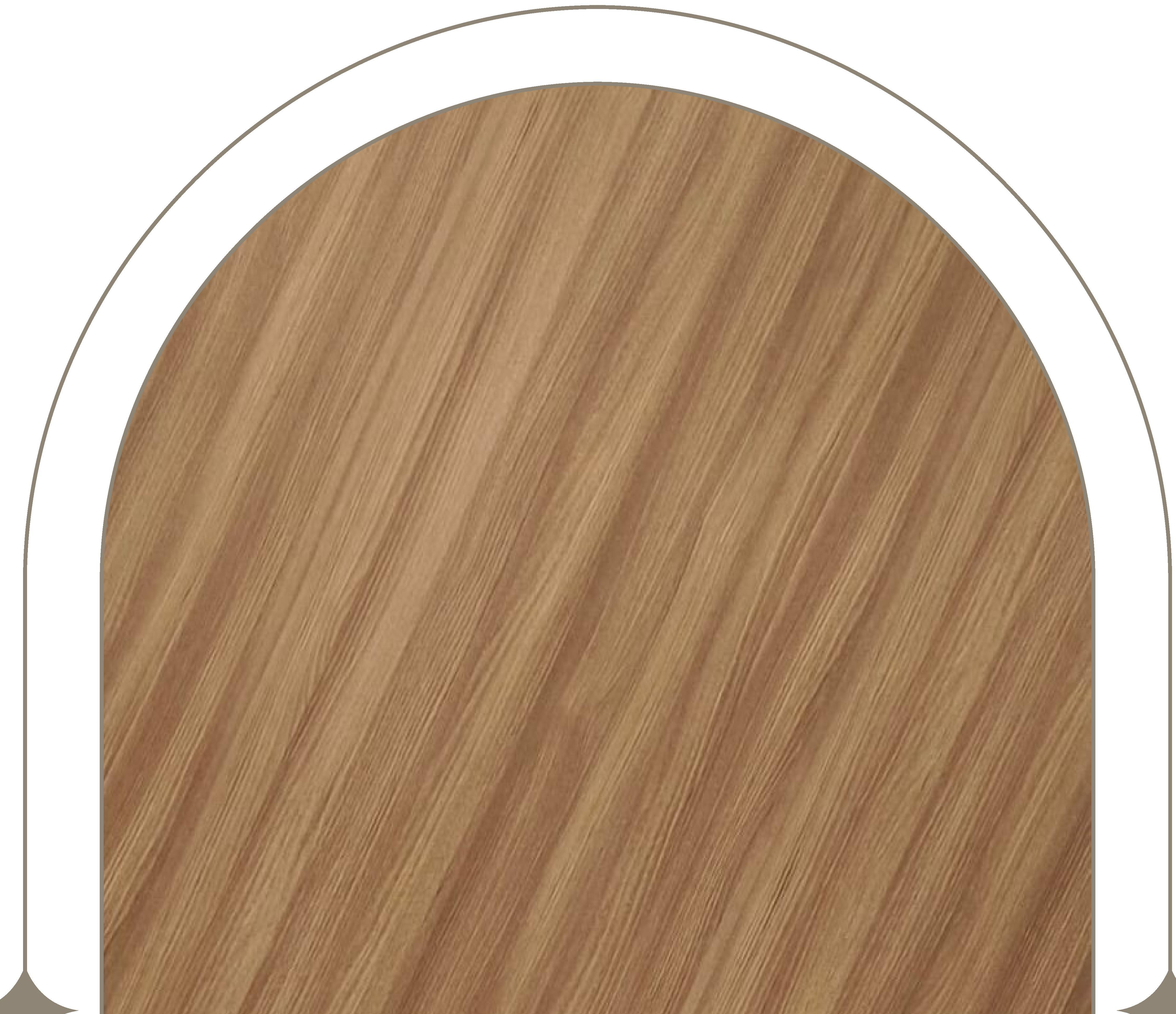 Brown laminate with diagonal wood grain texture and white arched border.