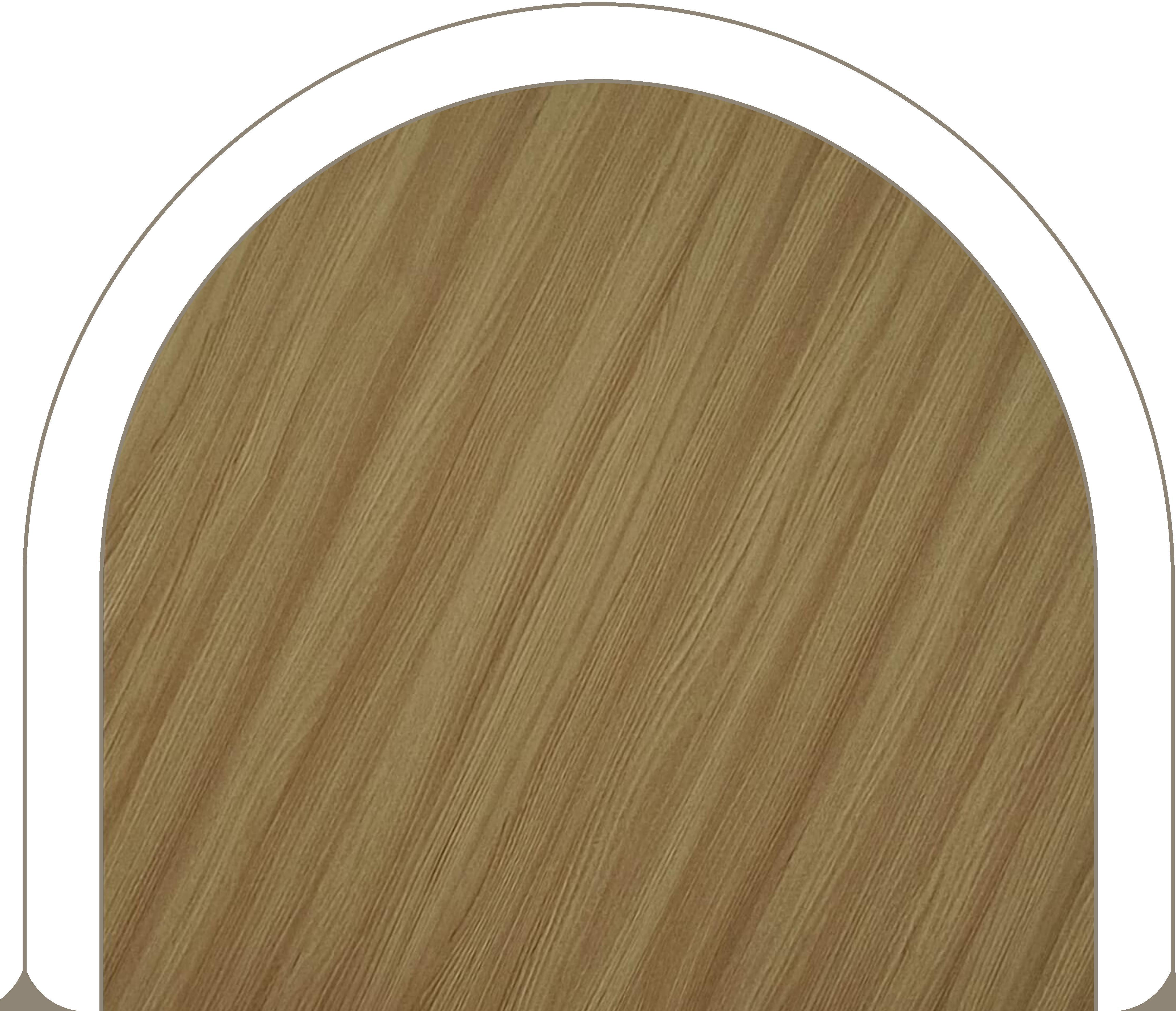 Brown laminate with diagonal wood grain texture and rounded arch shape.