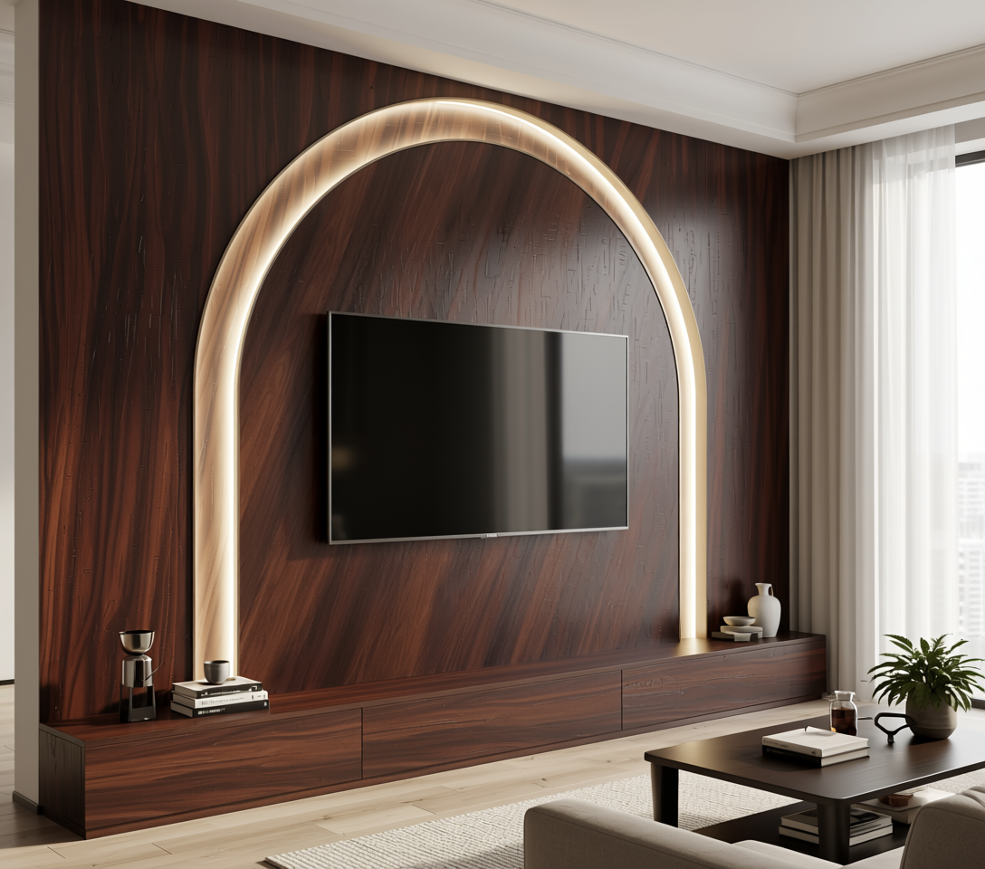 Dark brown wood grain laminate with diagonal texture and matte finish.