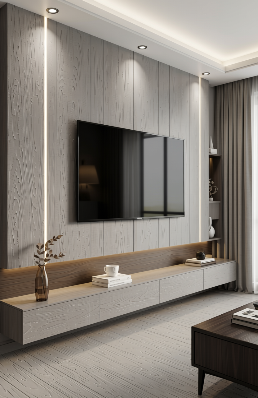 Grey laminate with diagonal texture and matte finish.