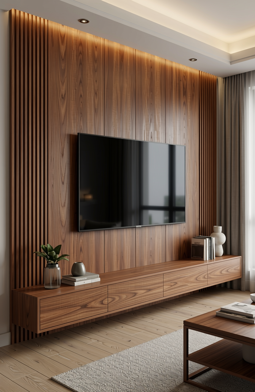 Brown laminate with diagonal wood grain texture and moderate sheen finish.
