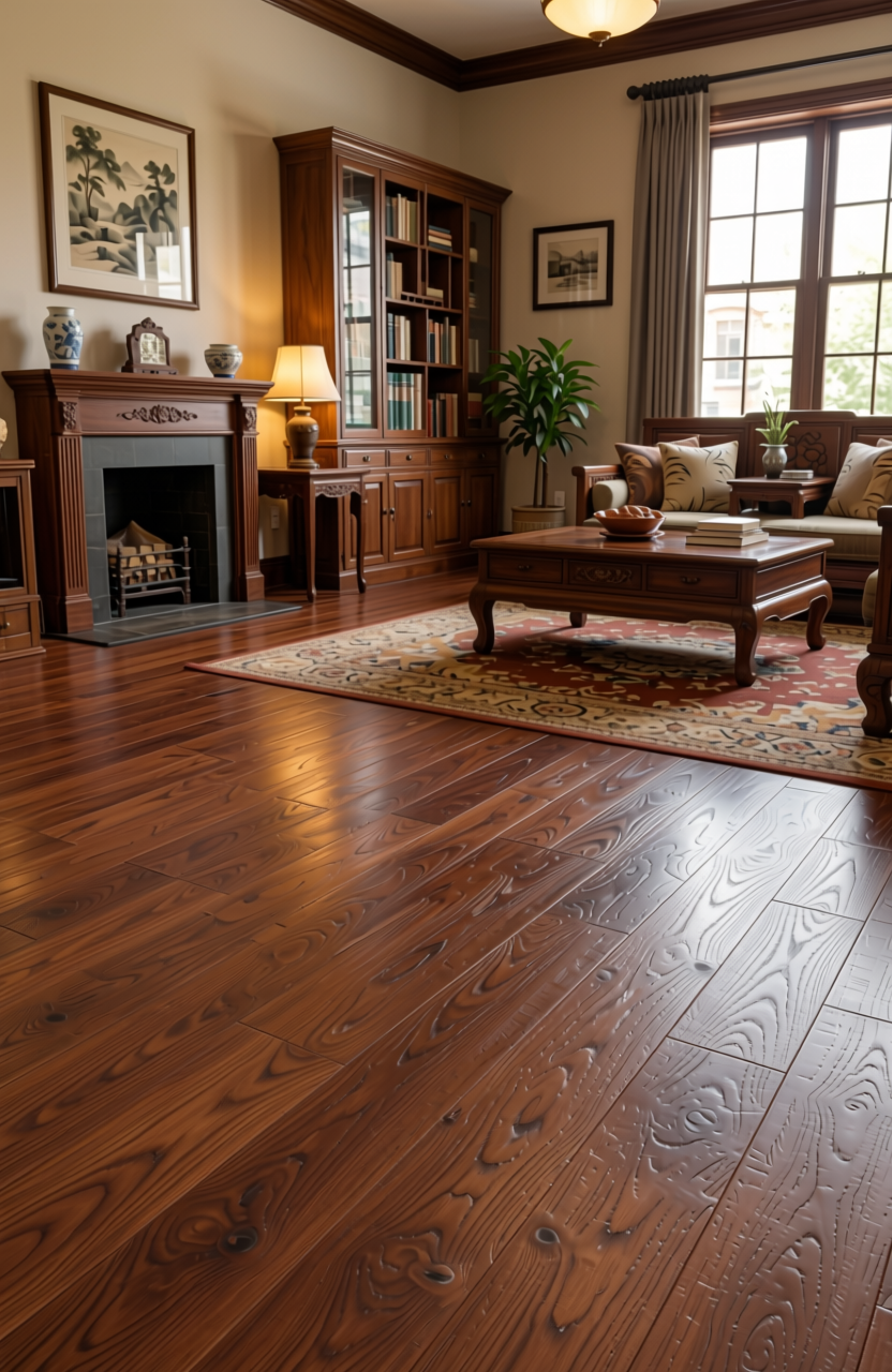 Brown laminate with diagonal wood grain pattern and textured finish.