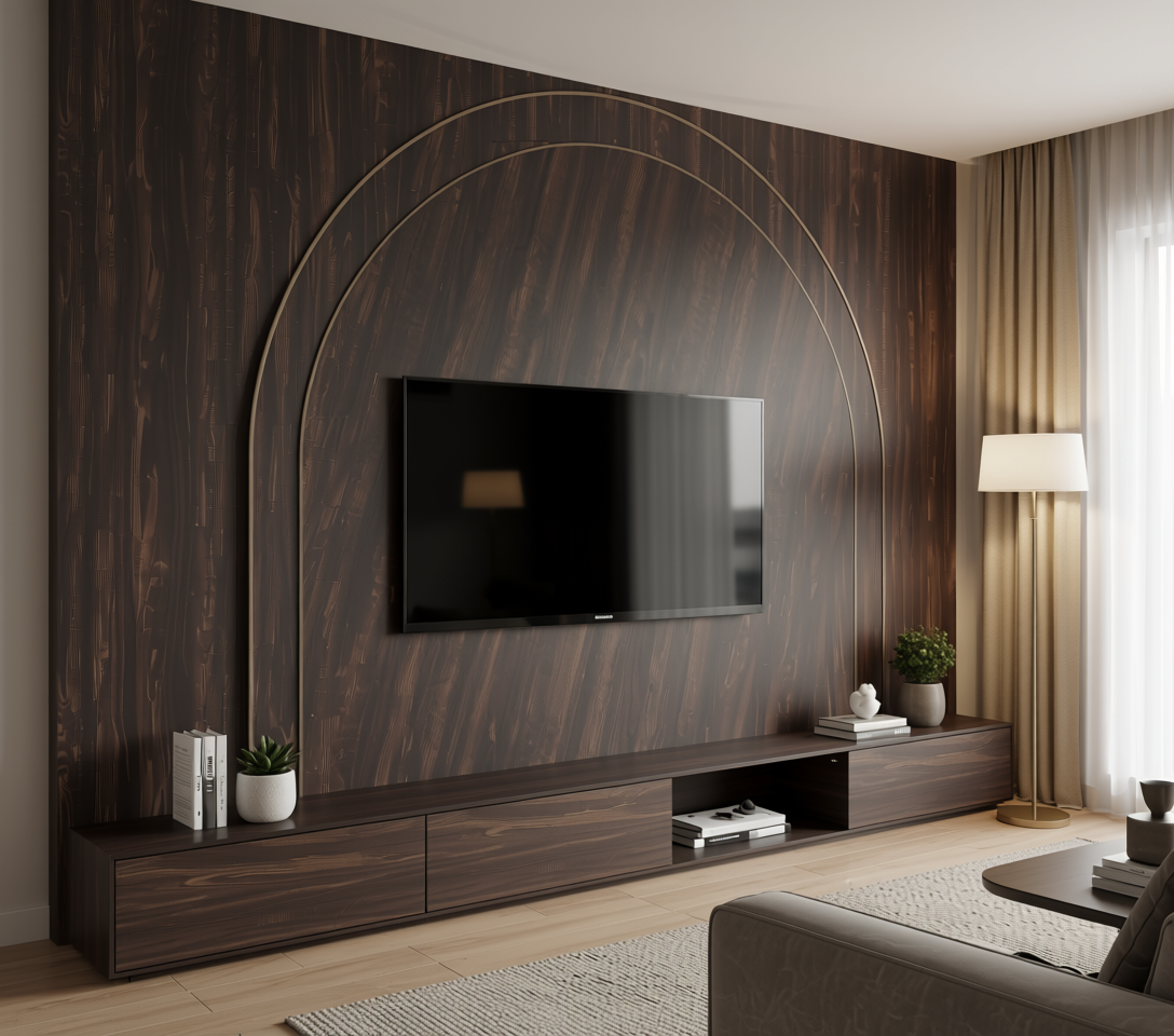 Dark brown wood grain laminate with textured finish and diagonal grain direction.