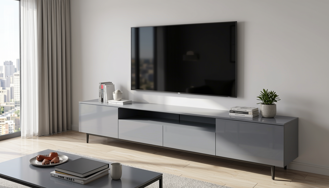 1907 Plain Laminate 8x4 ft High Gloss 1 mm - SD 10 — application view in a modern living room