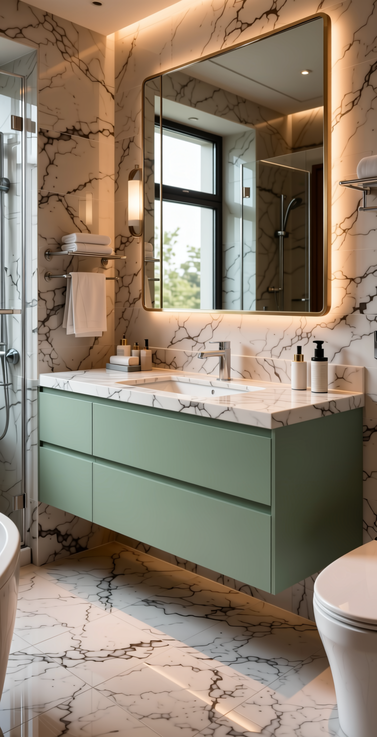 Fluted Laminate 8x4 ft Texture 1 mm - BB 1912 — application view in a luxury bathroom