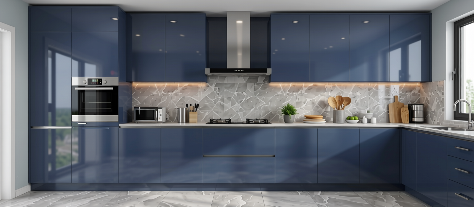 Plain Laminate 8x4 ft High Gloss 1 mm - LM 15492 — application view in a kitchen