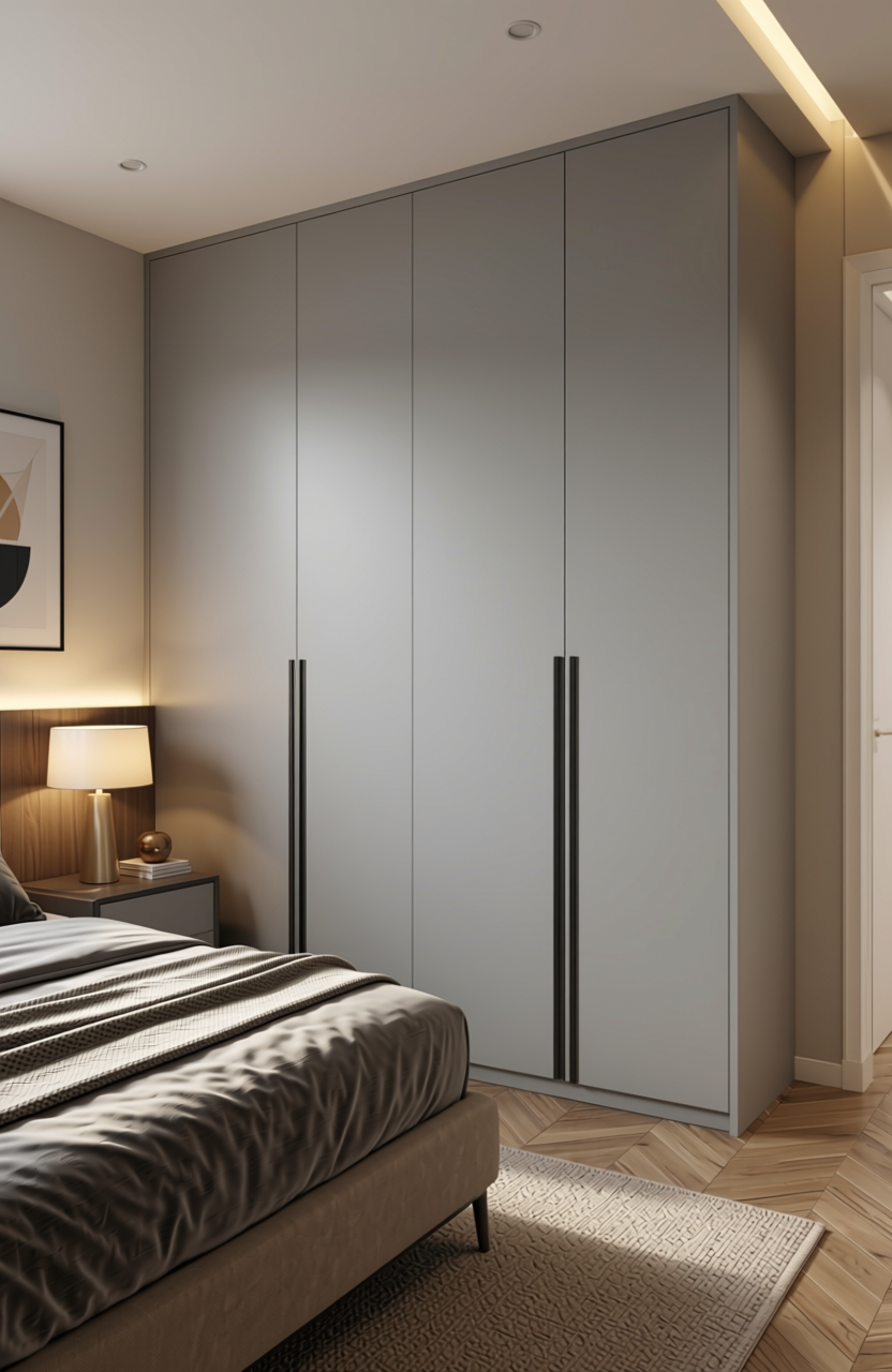 Plain Laminate 8x4 ft Matte 1 mm - LM 15525 — application view in a sleek bedroom
