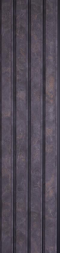 Purple textured louver wall panel with vertical slats and mottled pattern, showing texture and subtle sheen.