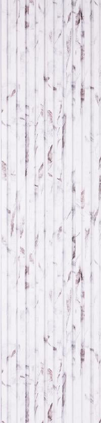 White marble louver panel with textured finish and vertical slats showing maroon veining pattern and subtle sheen