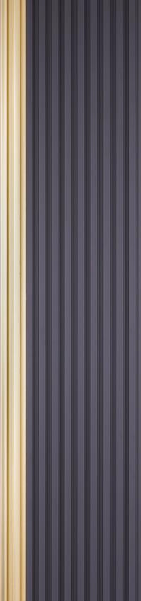 Brown fluted wall panel with textured finish and vertical grooves, showing a patterned surface with slight sheen variation.
