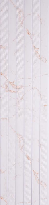 Brown wood louver panel with textured finish and visible wood grain pattern on vertical slats