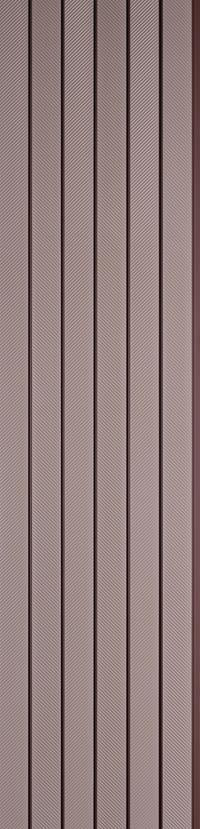 Pink fluted wall panel with textured finish and diagonal pattern on vertical slats.