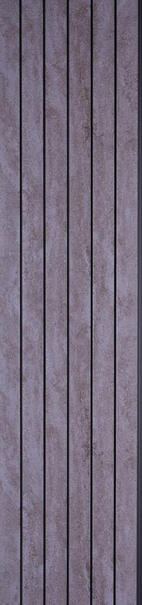 Brown textured wood louver panel with vertical slats and visible wood grain pattern.