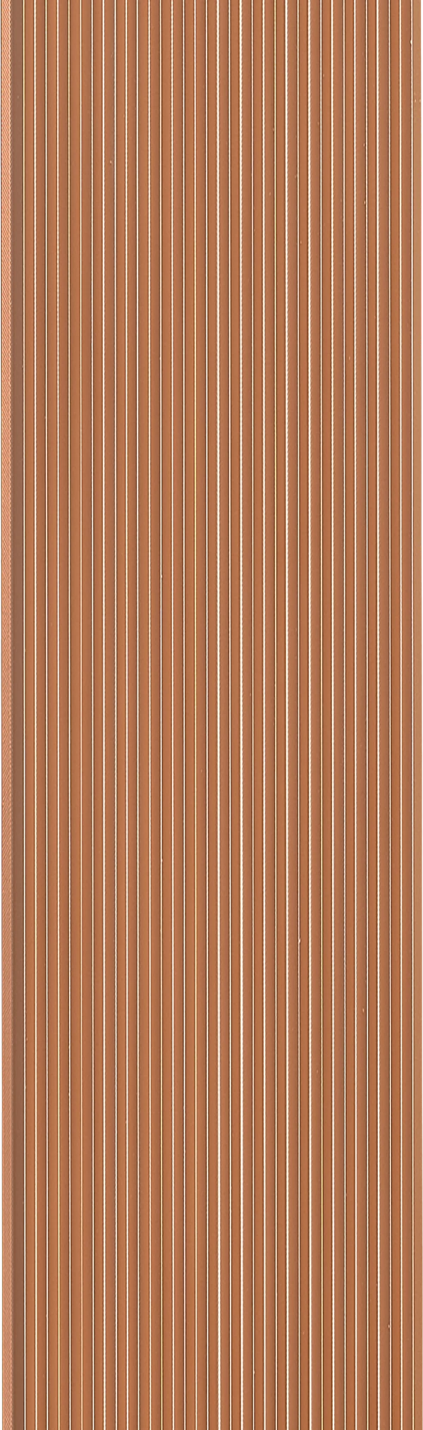 Orange fluted wall panel with textured finish and vertical ridges, showing a detailed close-up of the louver pattern.