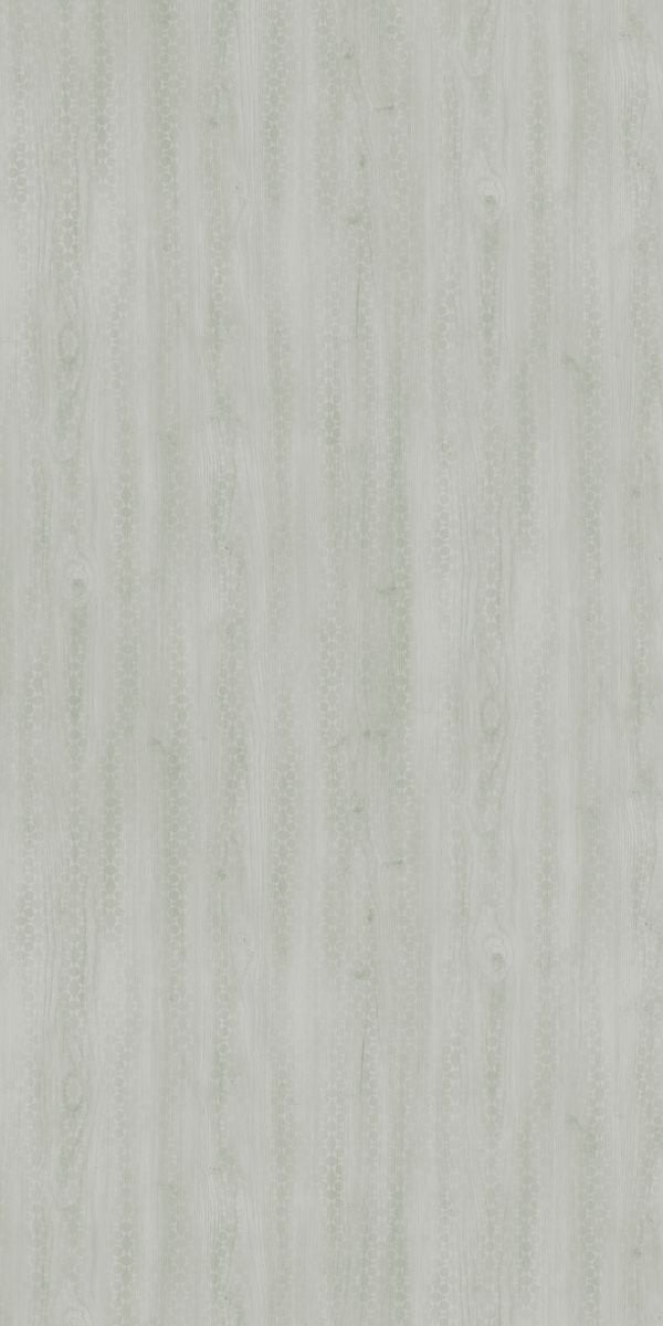 Grey wood grain decorative laminate with suede finish and vertical wood pattern texture