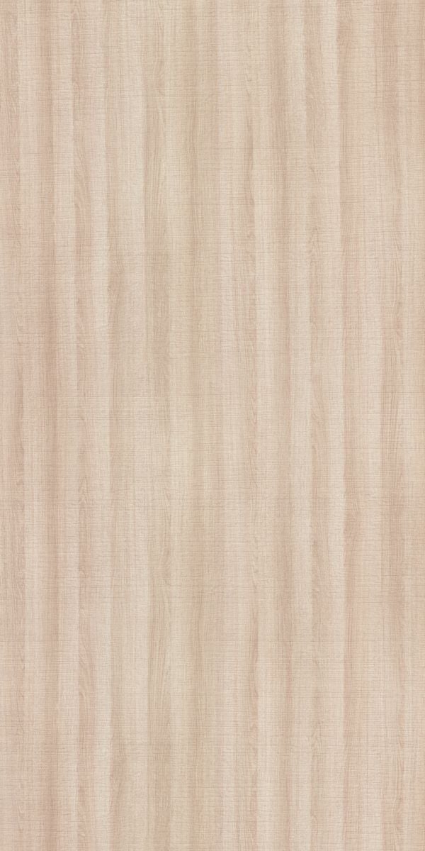 Beige wood grain laminate with suede finish and subtle texture, showing vertical wood pattern and soft sheen.